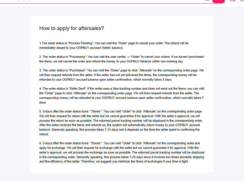 The How to apply for aftersales article with refund timing by order status